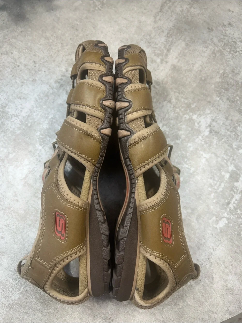 Skechers Bikers  Women’s  Size 10 Olive/Tan Closed-Toe Fisherman Sandals
